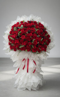 دسته گل سلطنتی و مجلل با رزهای فرانسوی قرمز،مناسب عروسی و جشن،سالگرد ازدواج از گلفروشی تهران